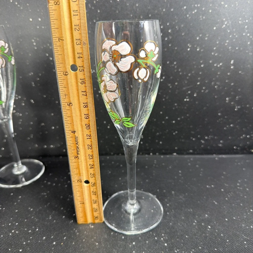 Perrier Jouet Belle Epoque Champagne Flutes Set of 3 Floral Anemone Glassware